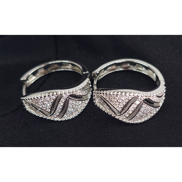 Women's Hoop style Sterling Silver 925 New EARRINGS with cubic zirconias